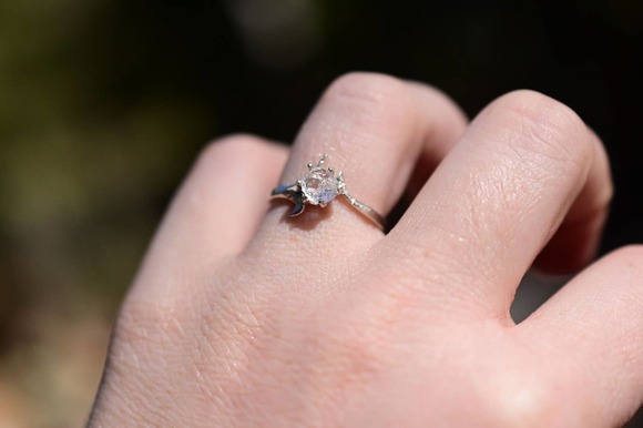 Raw Diamond Engagement Ring, Rough Uncut Diamond, White Diamond, Natural - Picture 6 of 10